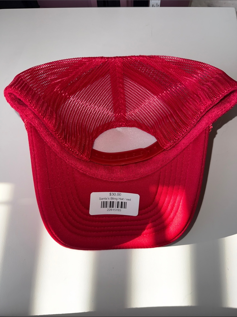 Red 'SANTA' Rhinestone Trucker Hat - Picture 2 of 5